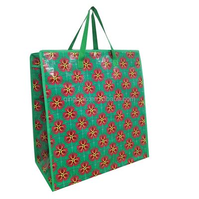 Foldable Custom Printed Plastic Shopping Bags with Reinforced Handles