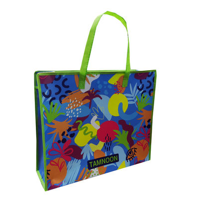 20kg Double Handled Foldable Grocery Shopping Bag Zipper Closure Eco Friendly / Reusable