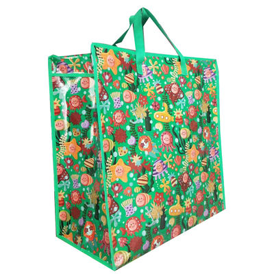 customized reusable woven  shopping zipper bags foldable package