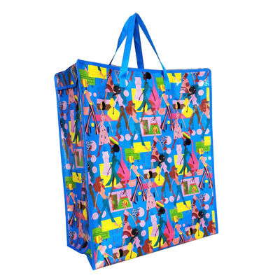 customized size printing design pp woven zip shopping polypropylene bags supplier