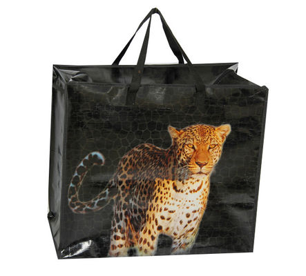 Recycle PP Woven Reusable Pink Shopping Eco Bag With Print Logo
