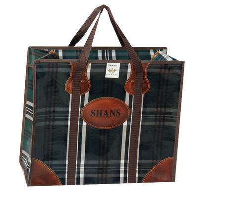 Recycle PP Woven Reusable Pink Shopping Eco Bag With Print Logo