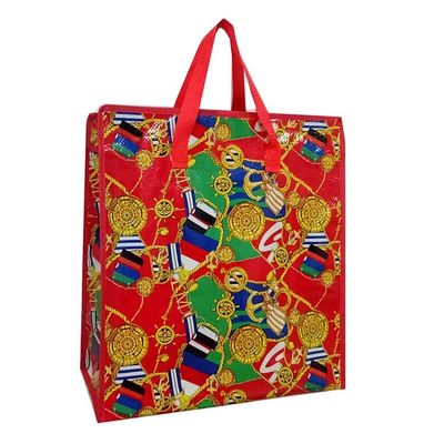 140gsm PP Woven Shopping Bag Laminated Recycled Woven Plastic Tote Bags With Zipper