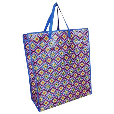Handled Tote Style Laminated Woven Shopping Bag With Zipper Closure