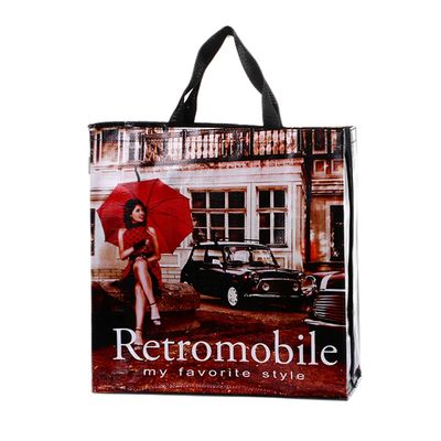 Zipper Closure Customized Printed Shopping Bag With Pp Webbing Handle