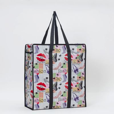 Double Handle Colorful Design Customized Shopping Bags With Zipper Closure