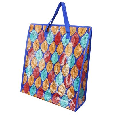 Waterproof Zipper Closure Shopping Tote With Strong Woven Handle