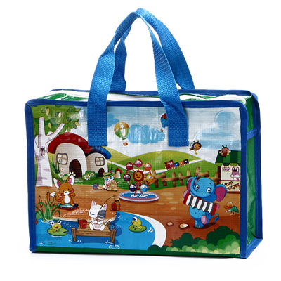 20kg Capacity Double Handle Foldable Pp Woven Tote Bag With Zipper Closure