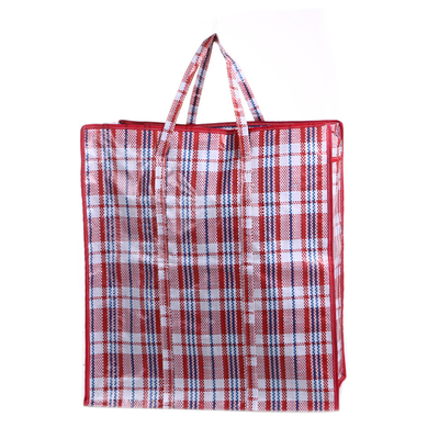 PP Check Bag with Zipper Closure and Pockets for Shopping